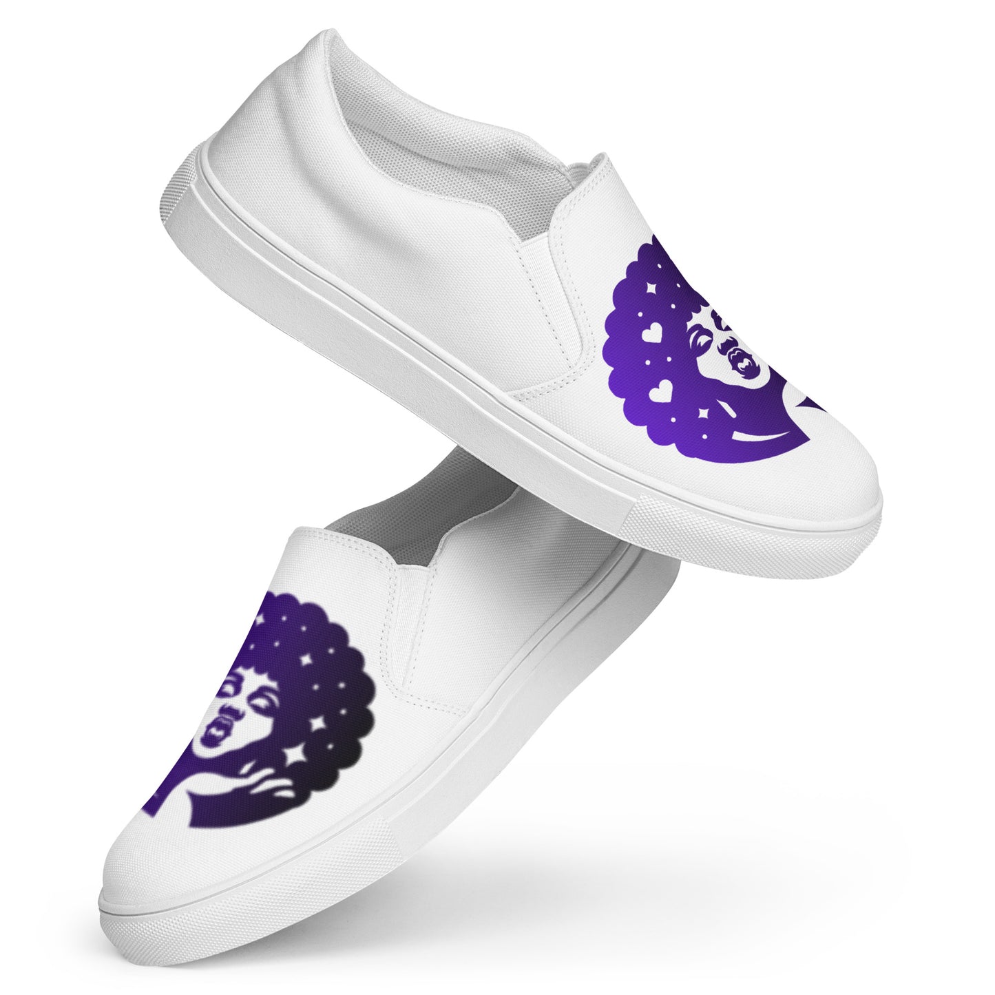 "Blowing Kisses" in Gradient Purple - Women’s slip-on canvas shoes