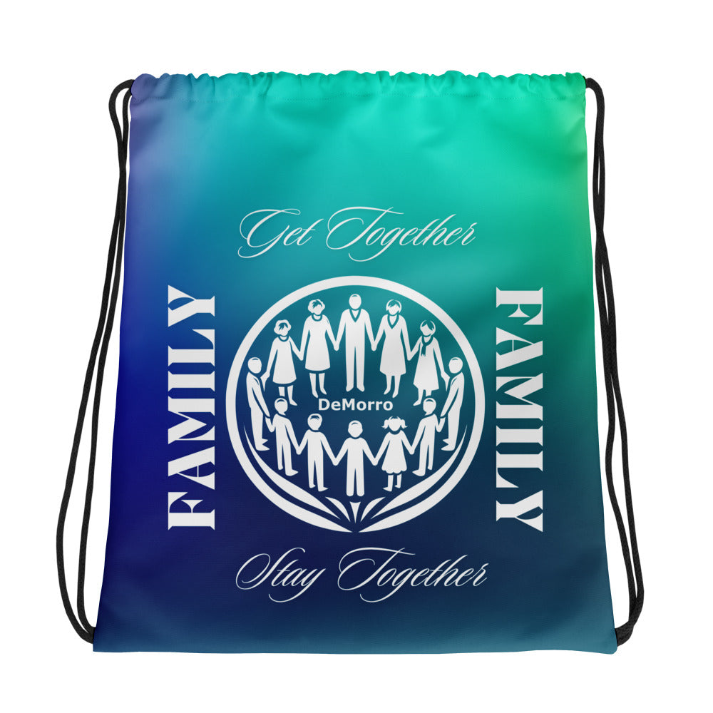 "Family" in Gradient Sea Colors - Drawstring bag by DeMorro Designs