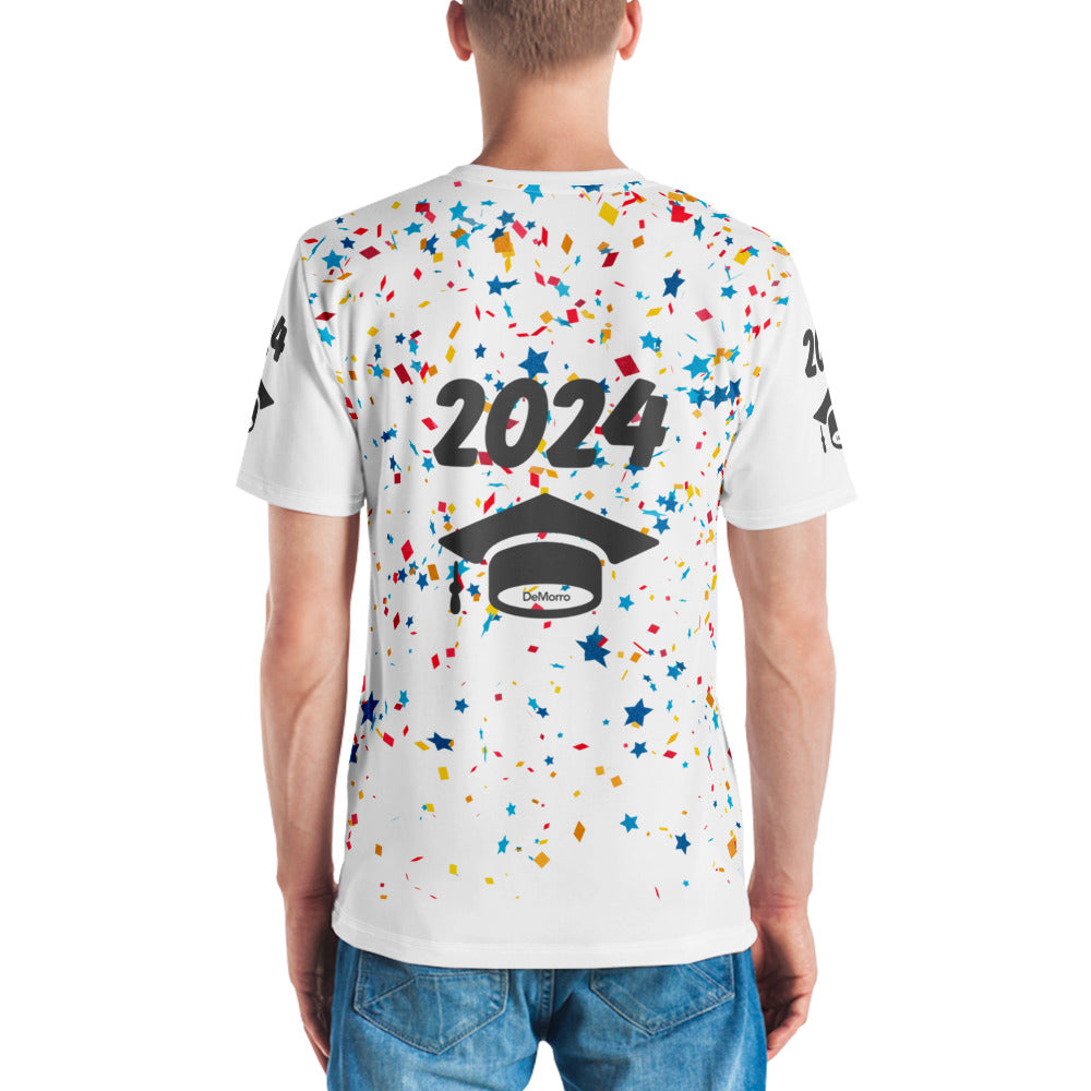 2024 Glad Grads - Men's t-shirt with front, back, and sleeve print by DeMorro Designs