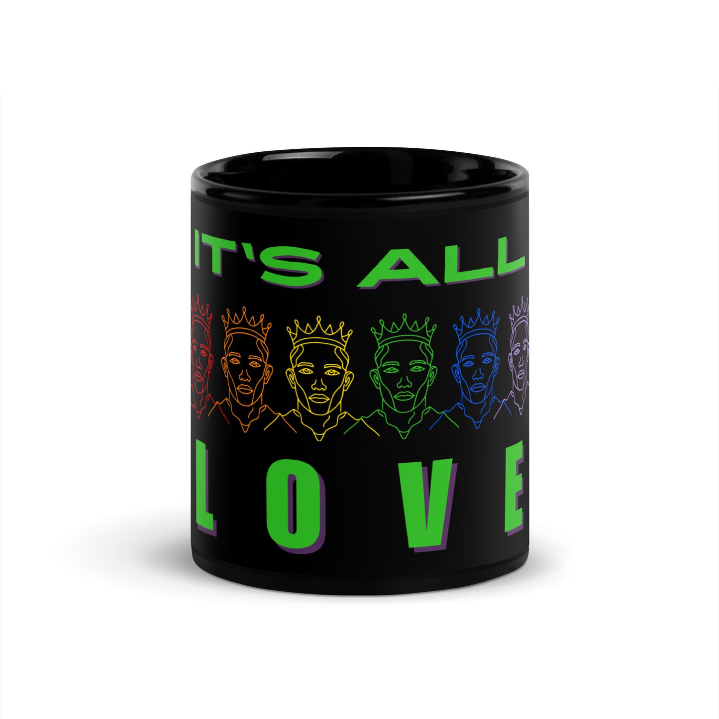 "It's All Love" - Black Glossy Mug by DeMorro Designs