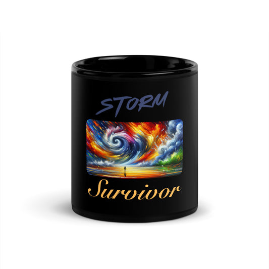 "Storm Survivor" - 11oz Black Glossy Mug by DeMorro Designs