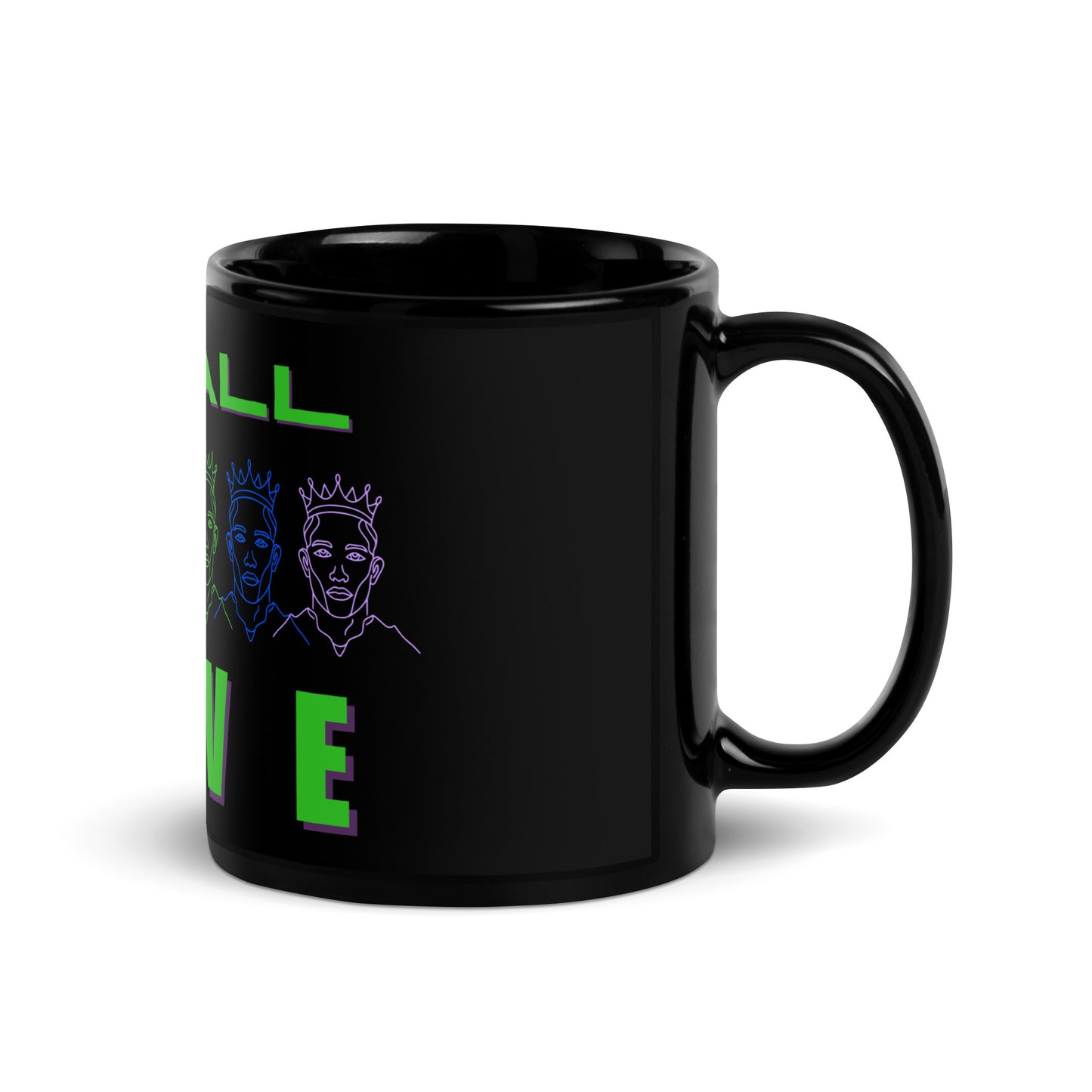 "It's All Love" - Black Glossy Mug by DeMorro Designs