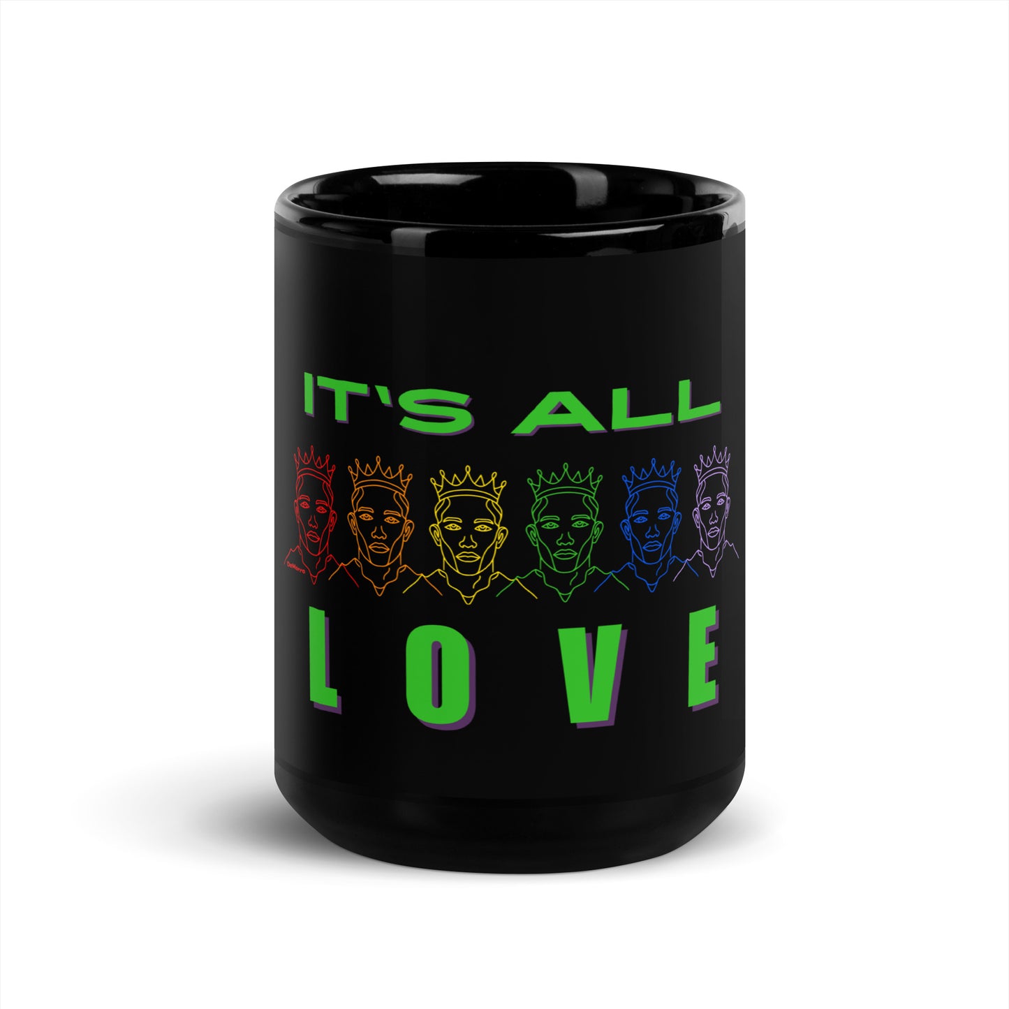 "It's All Love" - Black Glossy Mug by DeMorro Designs