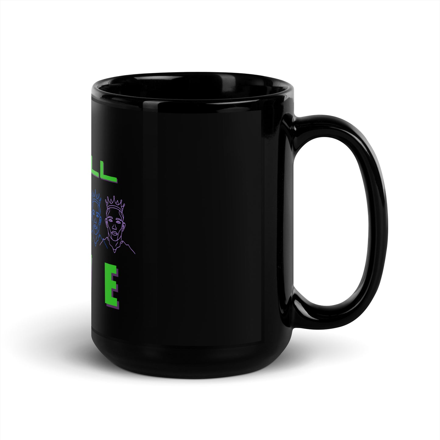 "It's All Love" - Black Glossy Mug by DeMorro Designs