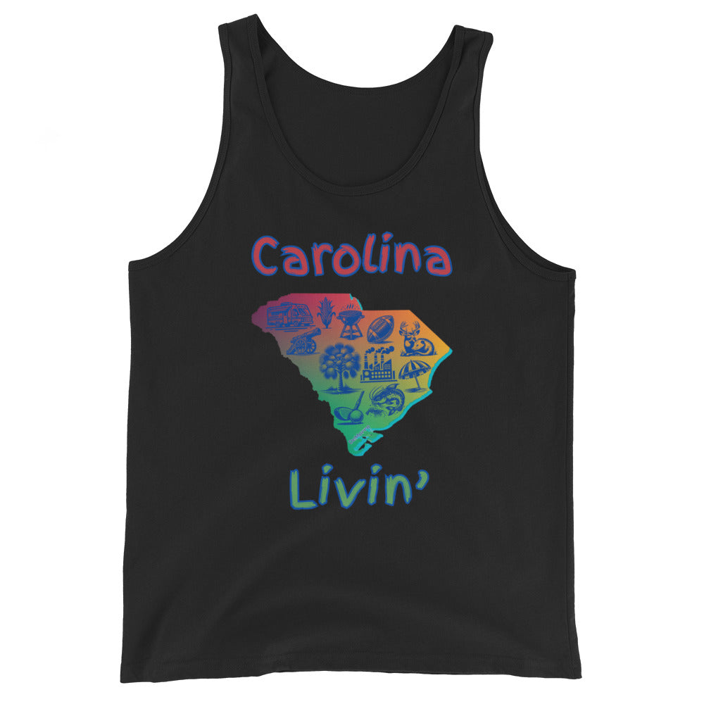 "Carolina Livin" in Gradient Color - Men's Tank Top by DeMorro Designs