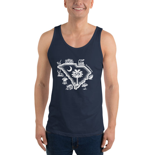 "Carolina Livin" White Print - Men's Tank Top