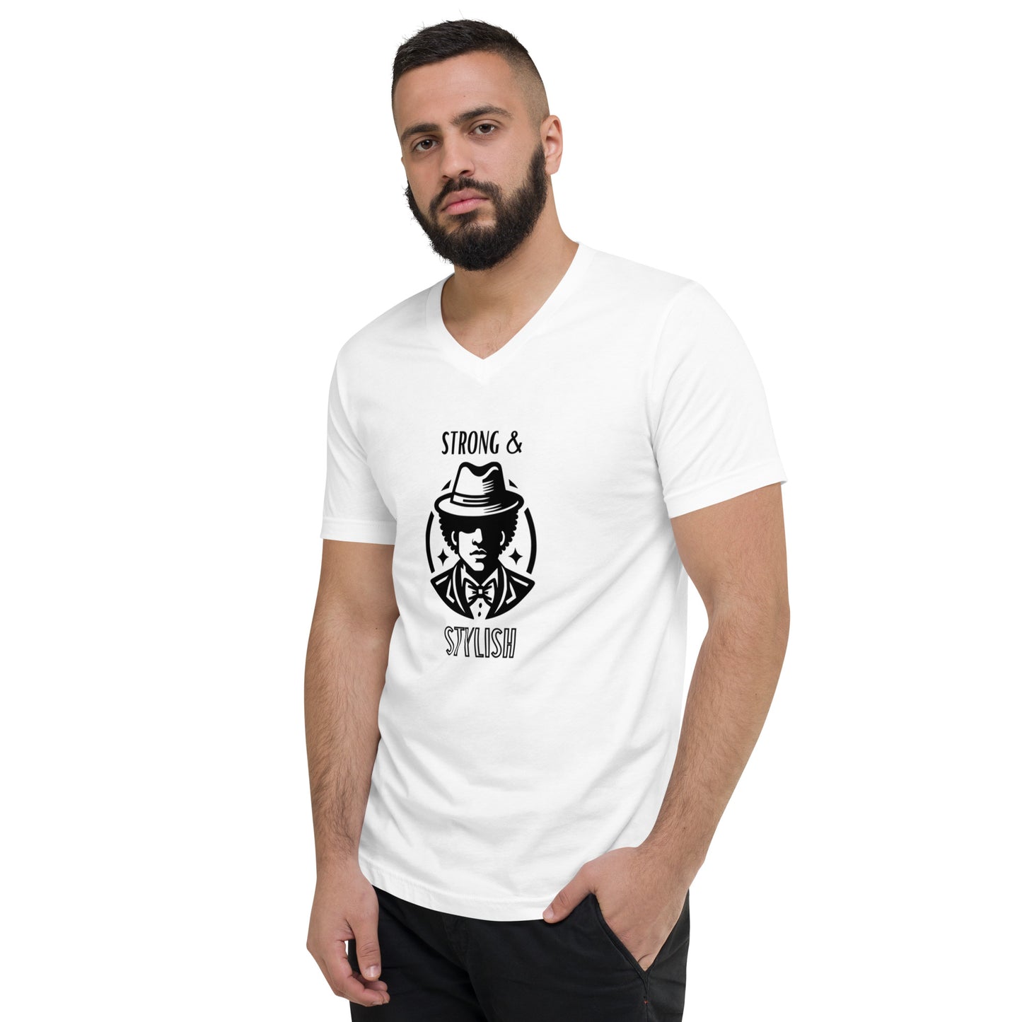 "Strong and Stylish" - Unisex Short Sleeve V-Neck T-Shirt