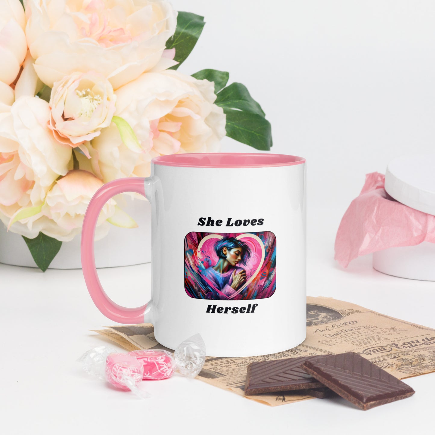 "She Loves Herself" Style B - Mug with Color Inside