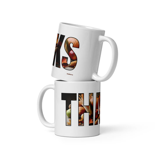 "Thanks" - 11oz White glossy mug by DeMorro Designs