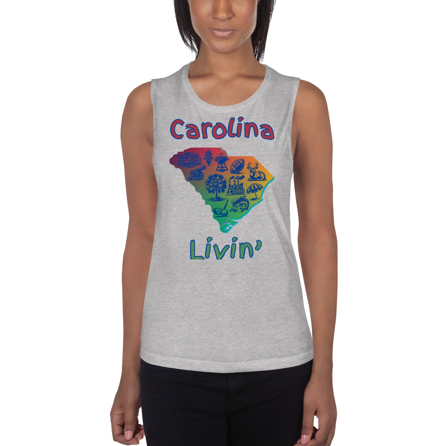 "Carolina Livin" in Gradient Color - Ladies’ Muscle Tank by DeMorro Designs