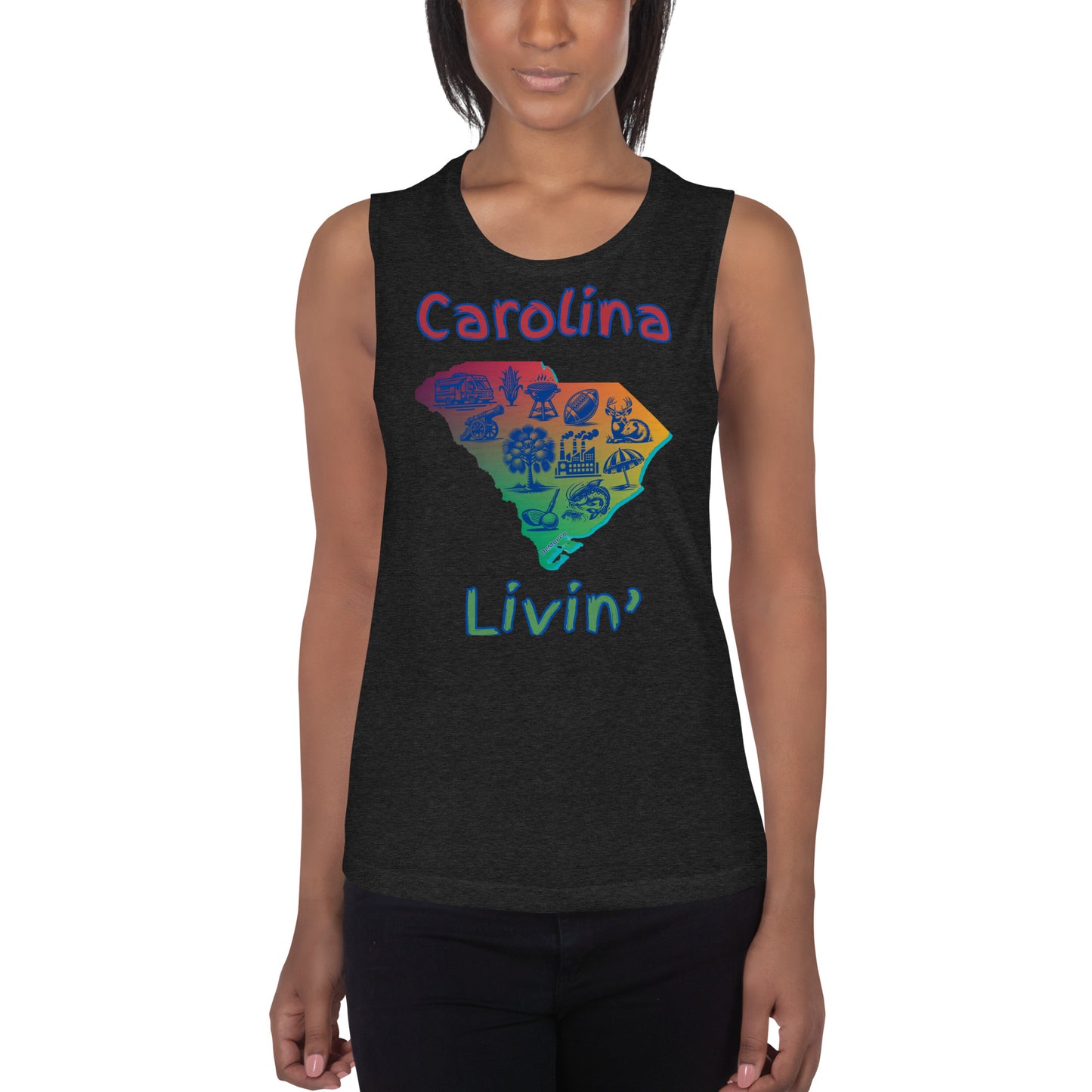 "Carolina Livin" in Gradient Color - Ladies’ Muscle Tank by DeMorro Designs