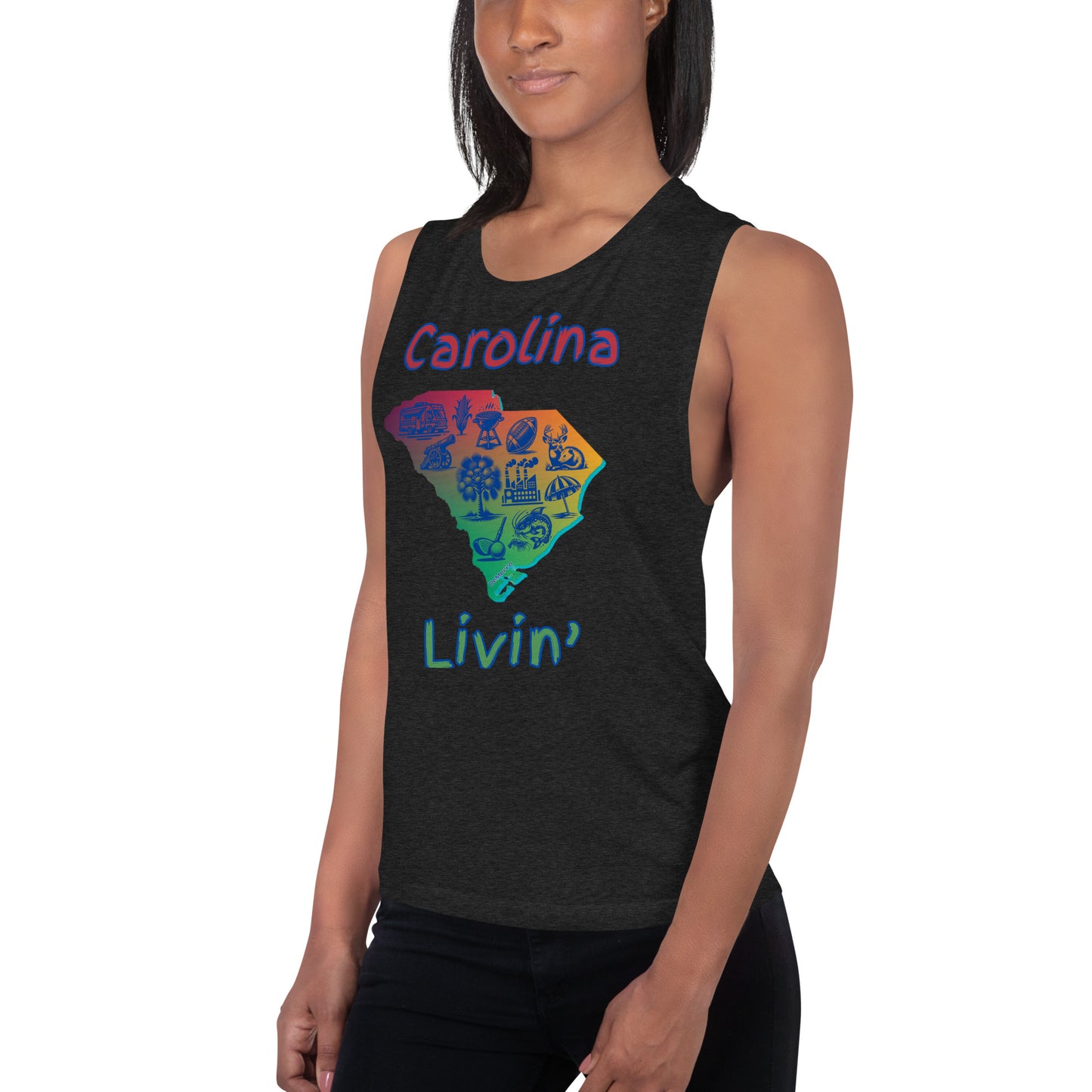 "Carolina Livin" in Gradient Color - Ladies’ Muscle Tank by DeMorro Designs