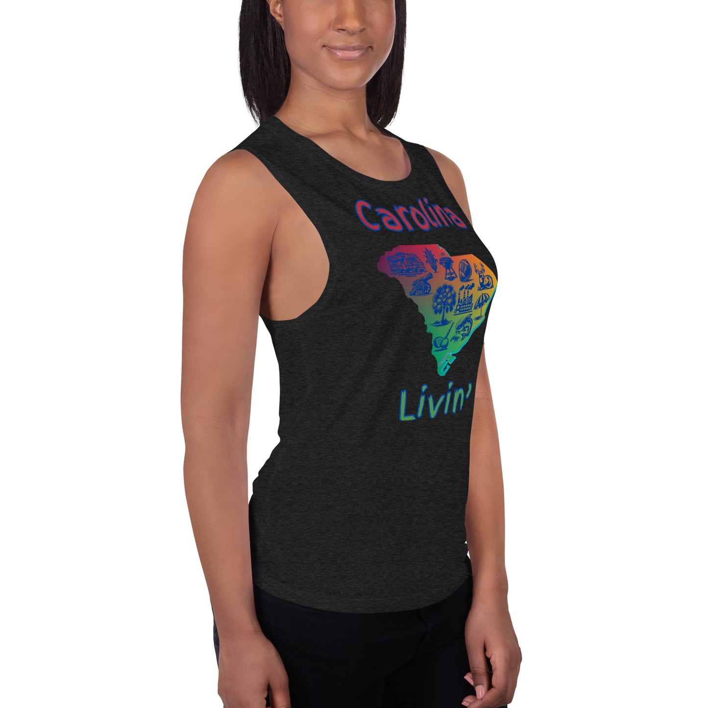 "Carolina Livin" in Gradient Color - Ladies’ Muscle Tank by DeMorro Designs