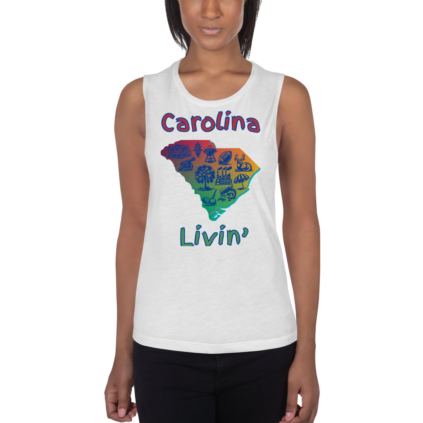 "Carolina Livin" in Gradient Color - Ladies’ Muscle Tank by DeMorro Designs